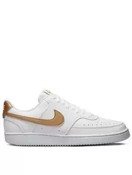 Image of Nike Court Vision Low - White/Gold, Size 5, Women