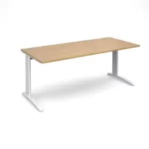 Image of Office Desk Rectangular Desk 1800mm Oak Tops With White Frames TR10
