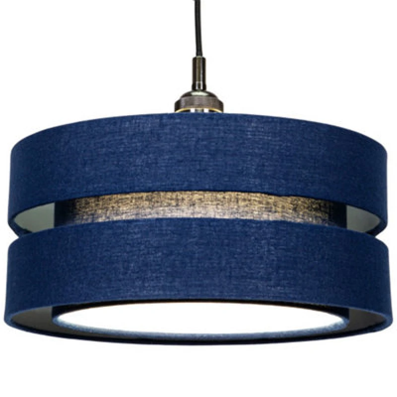Image of Happy Homewares Contemporary Linen Fabric Triple Tier Ceiling Pendant Light Shade in Midnight Size: 14" Midnight Unisex 14"