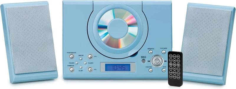 Image of Grouptronics HIFI with CD Player Radio & AUX IN Socket For Connecting Phone MP3 Player Tablet or IPod in Blue Blue Unisex