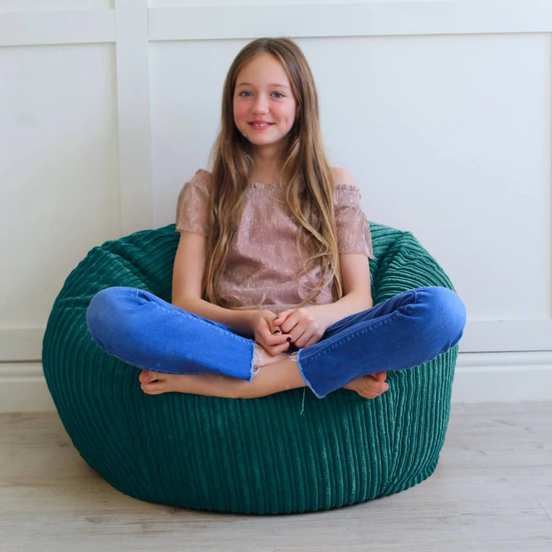 Image of rucomfy Beanbags rucomfy Indoor Classic Kids Bean Bag Chair - Jumbo Cord Slouchbag in Teal Teal Unisex