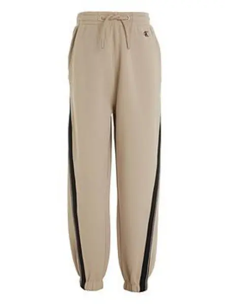 Image of Calvin Klein Jeans Boys Pique Interlock Tape Jogger - Taupe, Beige, Size 12 Years