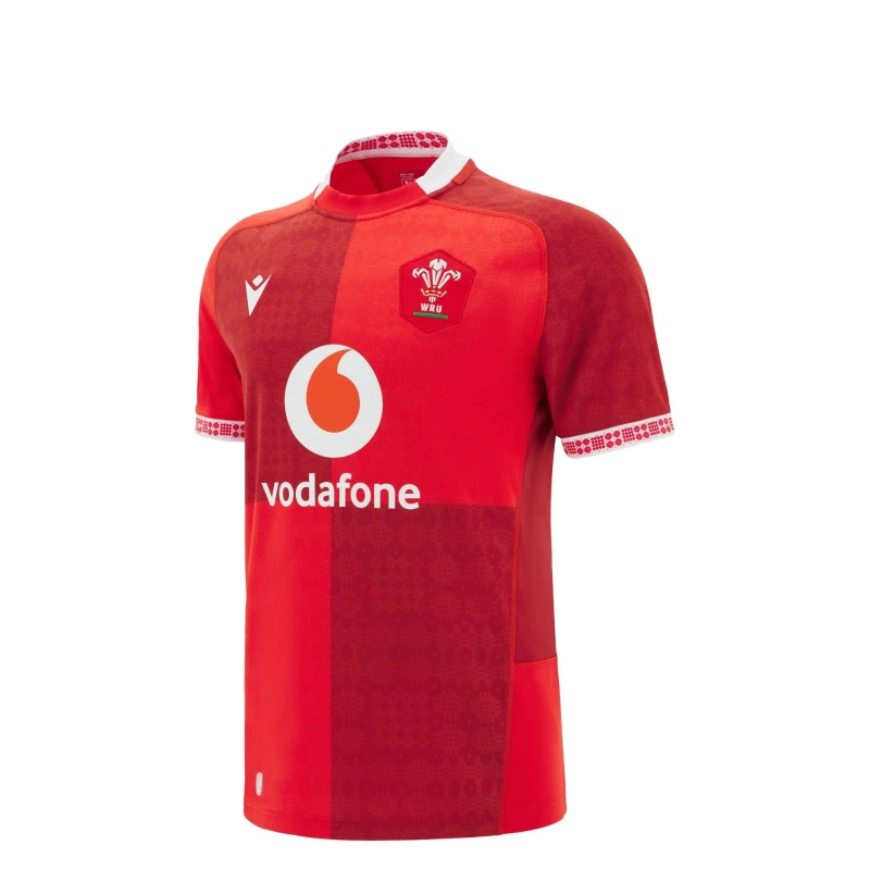 Image of Macron Wales Rugby Home Shirt 2025 Juniors Red male 7-8 (S)
