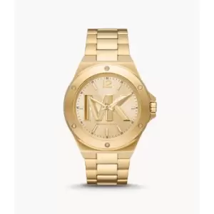 Image of Michael Kors Mens Lennox Three-Hand Gold-Tone Stainless Steel Watch - Gold