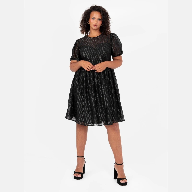 Image of Lovedrobe Lovedrobe Black Zig-Zag Mini Dress Black female 26 (6XL)