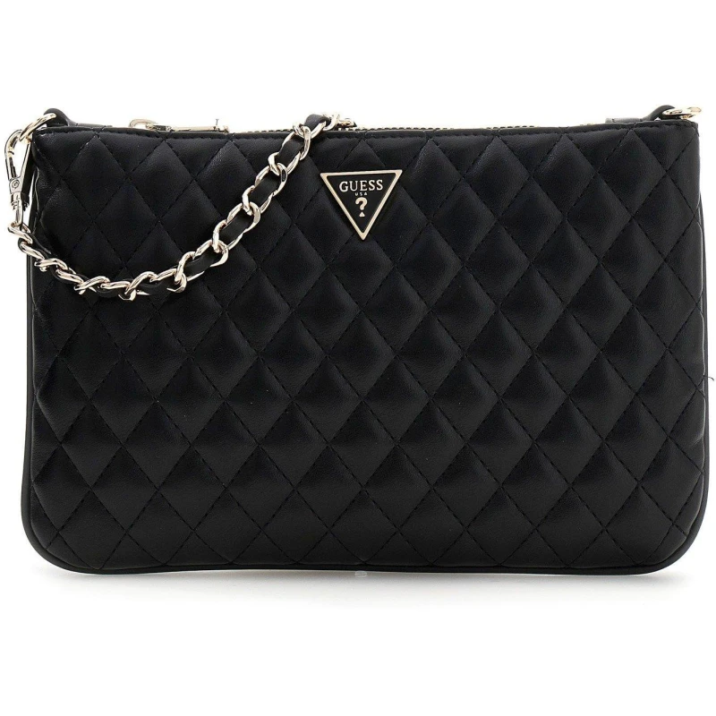 Image of Guess Womens Quilt Pouch Quilted Wallet On Chain Black female One Size