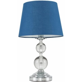 Image of Chrome and Acrylic Ball Touch Dimmer Table Lamp With Light Shade - Navy Blue - No Bulb