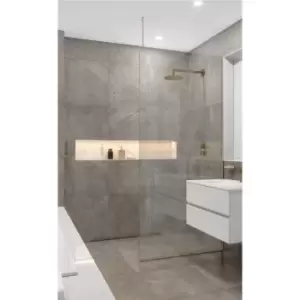 Image of Frameless 1200mm Nickel Wet Room Shower Screen with Ceiling Support Bar - Live Your Colour