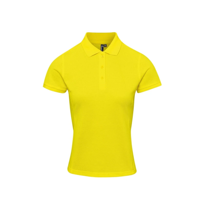 Image of Premier Womens Coolchecker Plus Piqu Polo With CoolPlus in Yellow Size: Medium Yellow Female M