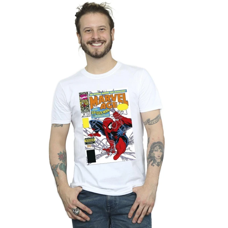Image of Marvel Marvel Men Spider-Man Age Comic Cover T-Shirt in White Size: Small White S Male 5063153426450