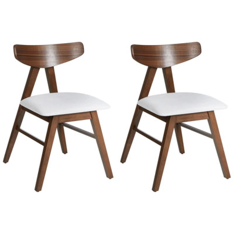 Image of Beliani Set Of 2 Dining Chairs Lacota Wood Dark Brown/ Grey