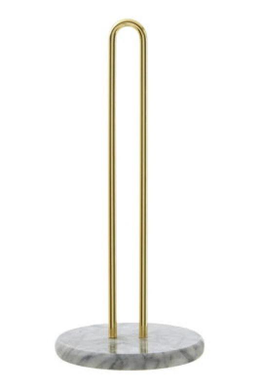 Image of Premier Housewares Delphine White Marble And Brass Kitchen Roll Holder White