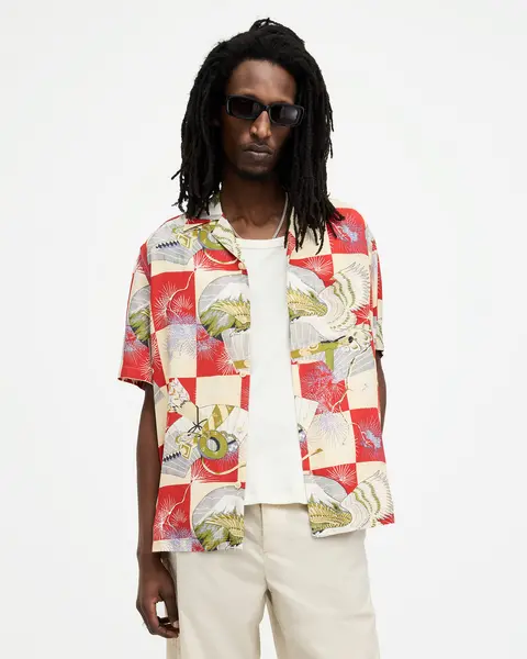 Image of AllSaints Sebastian Floral Print Relaxed Fit Shirt