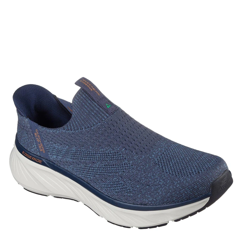 Image of Skechers Mens Engineered Knitted Slip On Trainers Navy/Orange male 8 (42)