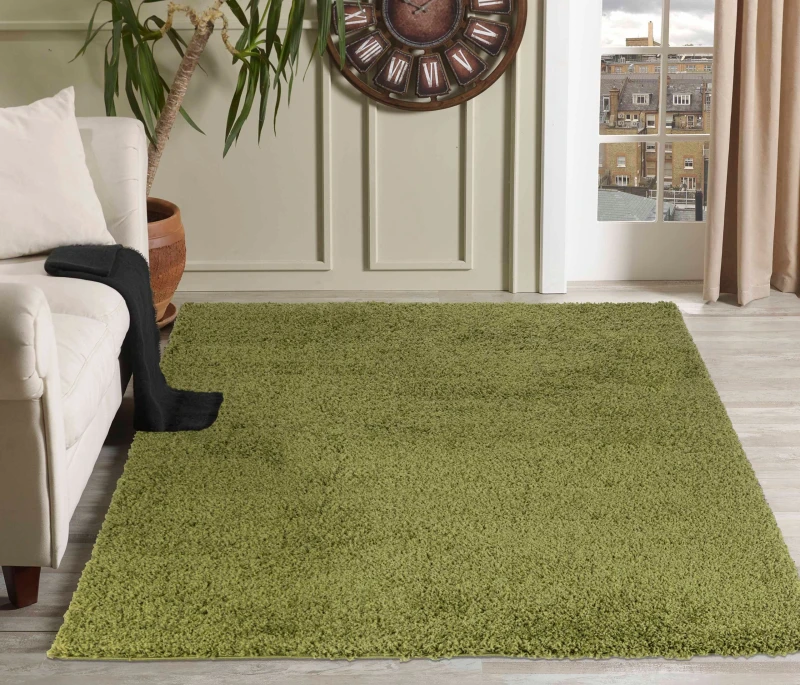 Image of Desire Rugs Plain Living Room Shaggy Area Rugs Green 160X230 Cm