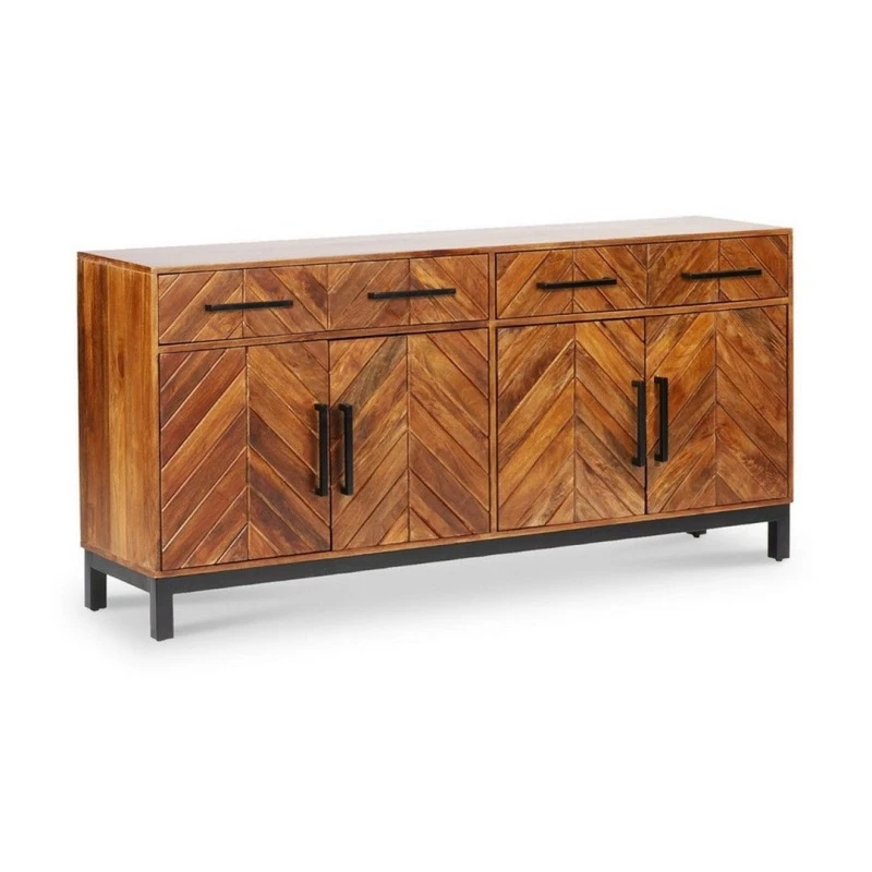 Image of Jaipur Furniture Ltd Parquet Large 170cm Sideboard - Mango Wood/Iron - L40 x W170 x H80cm - PP Finish in Brown Brown Unisex