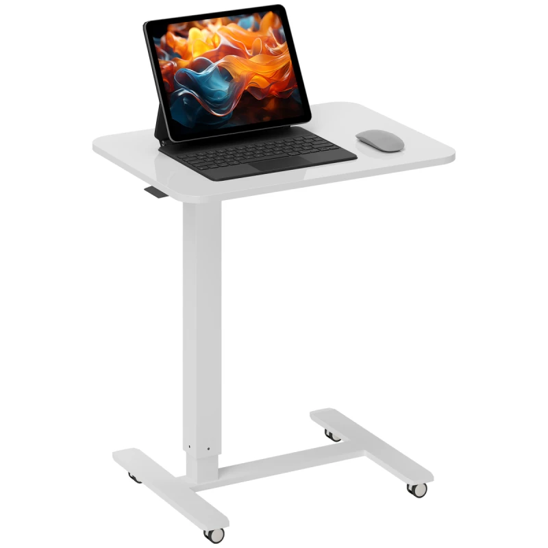 Image of HOMCOM HOMCOM Height Adjustable Standing Desk with Wheels for Home Office, White White One Size Unisex 5063603050822