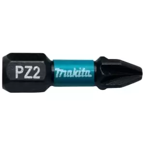 Image of Makita B-63644 Impact Black Screwdriver Bit PZ2 - 25mm - Pack of 2