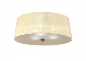 Image of Flush Ceiling 3 Light E27, Antique Brass with Cream Shade