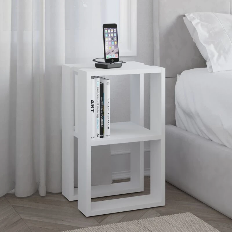 Image of DECORTIE Decortie - Lonie Modern Bedside Table White 34cm Width Bedroom Furniture - White M.KO.13653.3