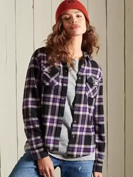 Image of Superdry Classic Lumberjack Shirt - Navy, Size 10, Women
