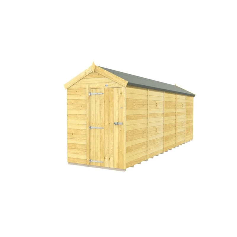 Image of Buttercup Farm 5 x 20 Feet Apex Shed - Single Door W/O Window - L592 x W147 x H217cm in Brown Brown Unisex