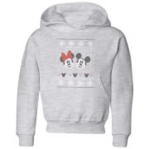 Image of Disney Mickey and Minnie Kids Christmas Hoodie - Grey - 3-4 Years