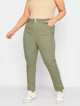 Image of Yours Elastic Waist Mom Jean Khaki, Green, Size 16, Women