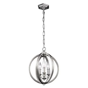 Image of 3 Light Small Spherical Ceiling Pendant Polished Nickel, E14