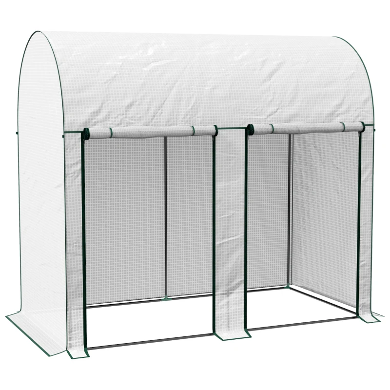 Image of Outsunny 200 X 100 X 178Cm Small Tomato Greenhouse With Roll-up Zipped Doors, White 84H-064V00WT