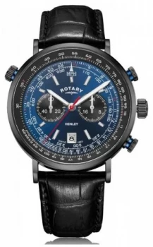 Image of Rotary Mens Henley Chronograph Blue Dial Black Watch