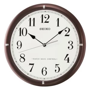 Image of Seiko Radio Controlled Wooden Wall Clock - Dark Brown