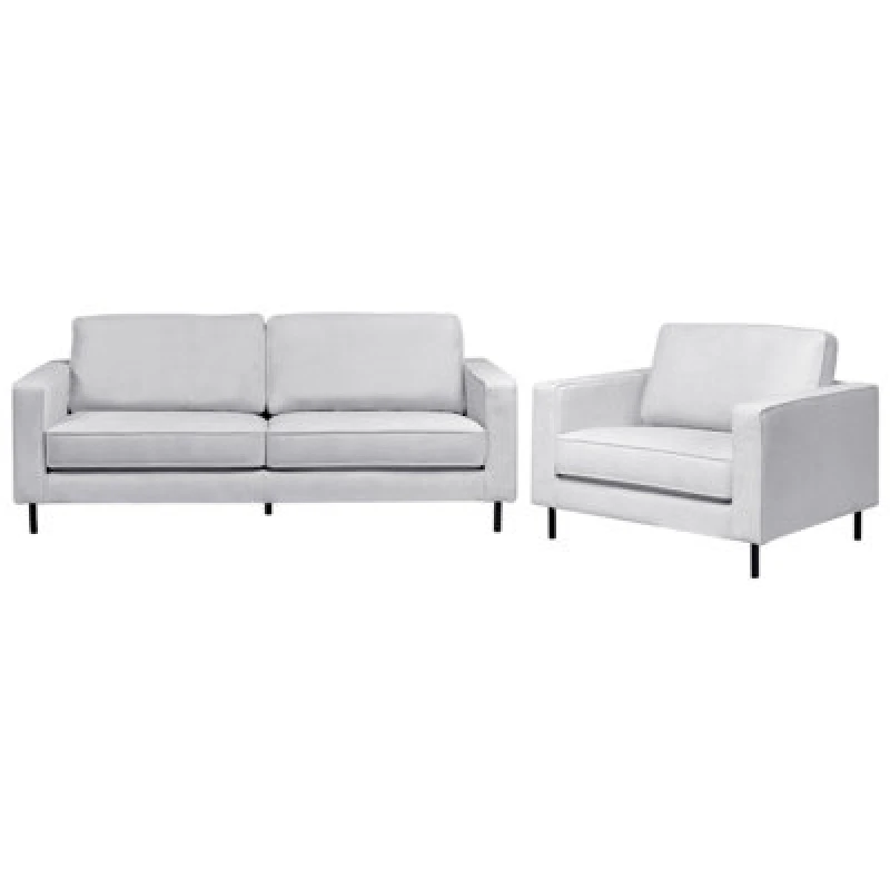 Image of Beliani Living Room Set 4 Seater Savalen Fabric Light Grey