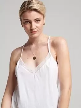 Image of Superdry Studios Lace Mix Cami - White, Size 16, Women
