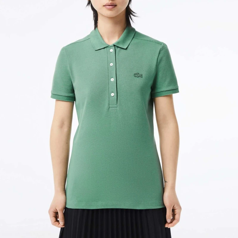Image of Lacoste L.12.D Slim Fit Stretch Mini Piqu Polo Shirt - Green Green 8
