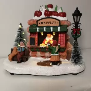 Image of Festive Christmas 19cm Illuminated Waffle Shop Battery Operated
