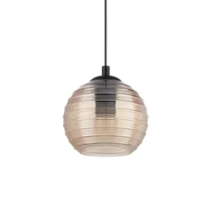 Image of Riga Indoor Dome Ceiling Pendant Lamp 1 Light Amber, E27