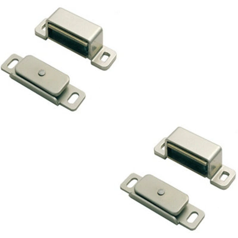 Image of Loops 2x Magnetic Cupboard Door Catch 36.5mm Fixing Centres 3.5kg Pull Nickel Plated Metallics unisex
