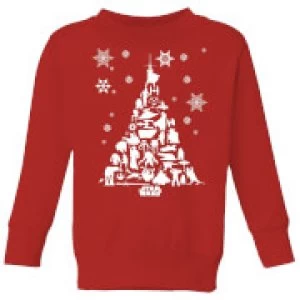 Image of Star Wars Character Christmas Tree Kids Christmas Sweatshirt - Red - 7-8 Years