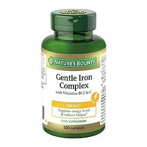 Image of Natureamp39s Bounty Gentle Iron Complex with Vitamins B12 and C 100 Capsules
