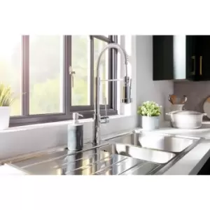 Image of Kitchen Sink Tap Single Lever Mono Pull Out Spray Mixer Chrome Swivel Spout
