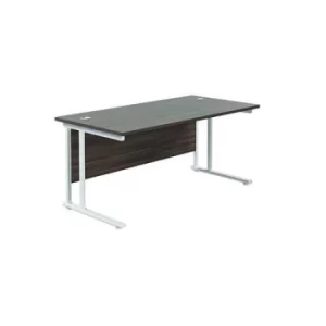 Image of Jemini Rectangular Cantilever Desk1600x800x730mm Dark Walnut/White KF807155