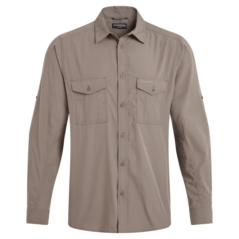 Image of Craghoppers Craghoppers Men Kiwi Long Sleeved Insect-Barrier Shirt in Beige Size: Medium Beige M Male 5063260132039