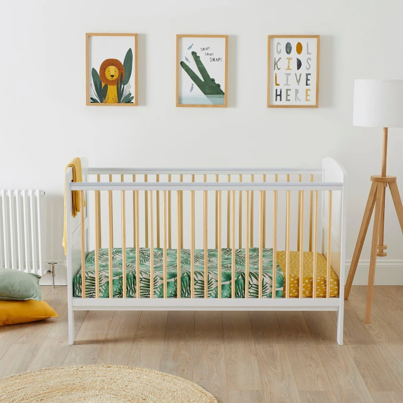 Image of Ickle Bubba Coleby Classic Scandi Cot Bed and Fibre Mattress - White White One Size