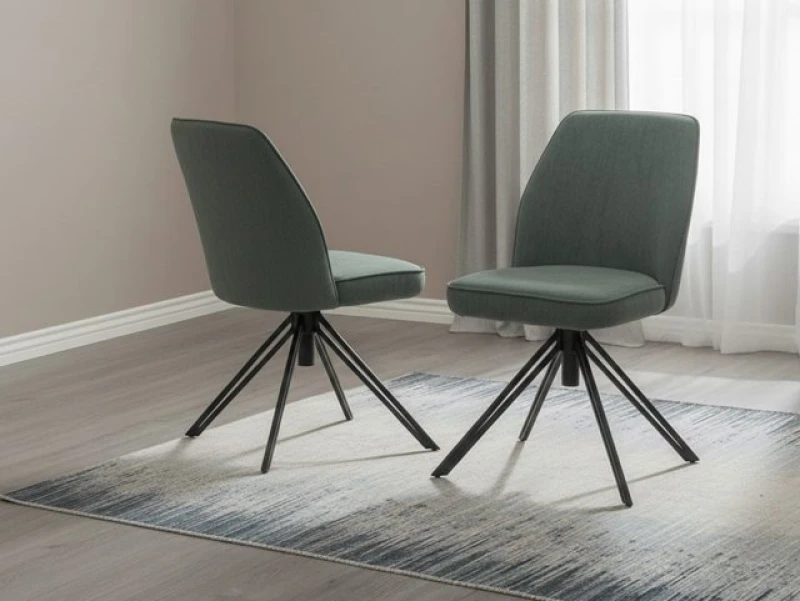 Image of Core Aspen Set of 2 Green Cord Fabric Swivel Dining Chair