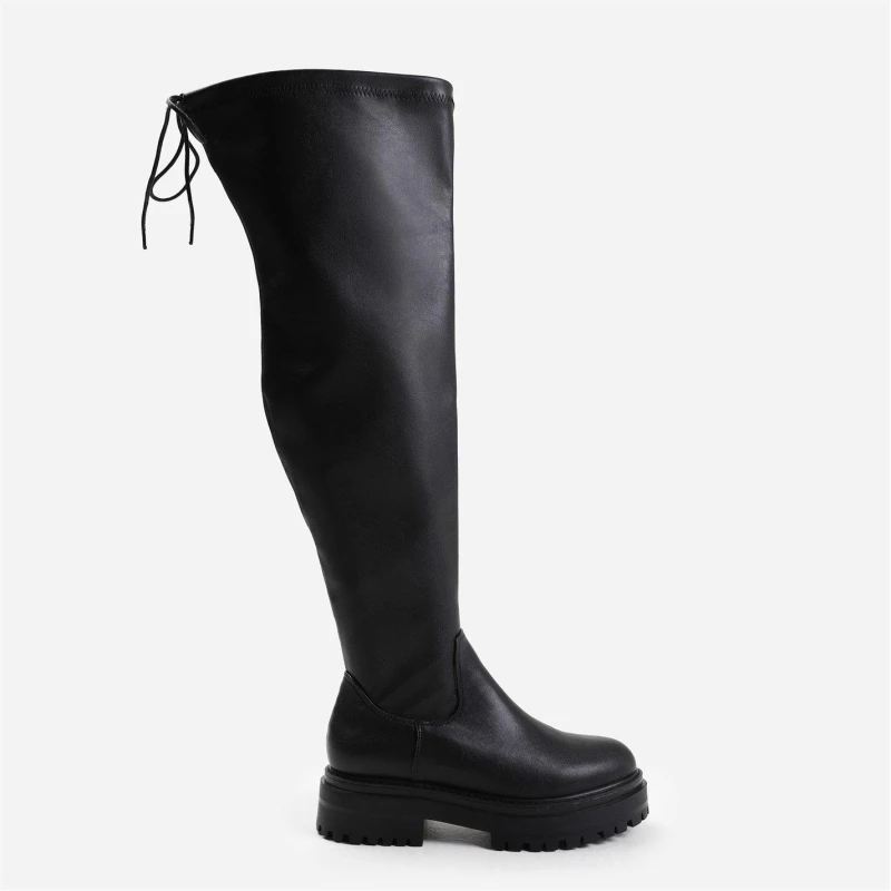 Image of Where's That From 'Dawn' Chunky Over The Knee Boots Black female