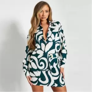 Image of I Saw It First Abstract Print Button Front Shirt Co Ord - Green