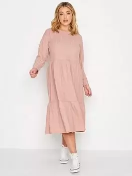 Image of Yours Ribbed Midi Dress - Pink, Size 22-24, Women