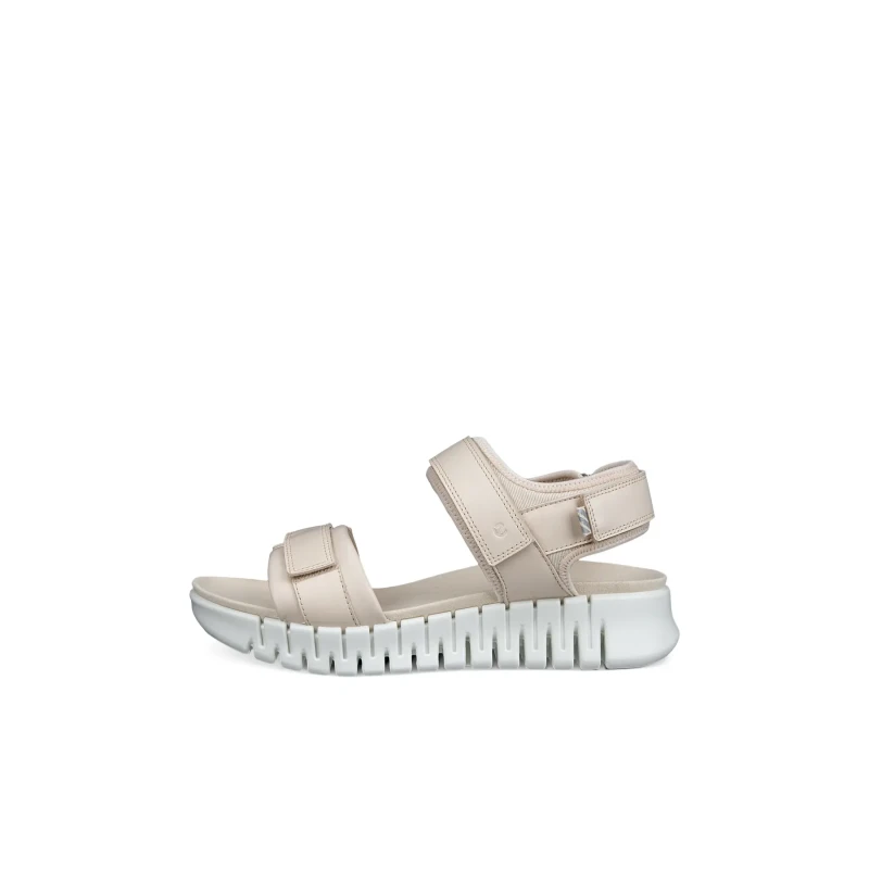 Image of Ecco Gruuv Sol Leather Textile Womens Slingbacks Sandals - Limestone - Size:UK 5-5.5