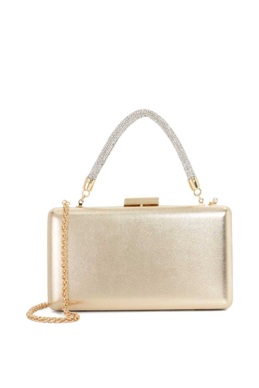 Image of Dune London Womens 'Beaut' Leather Clutch in Gold Gold Female One Size